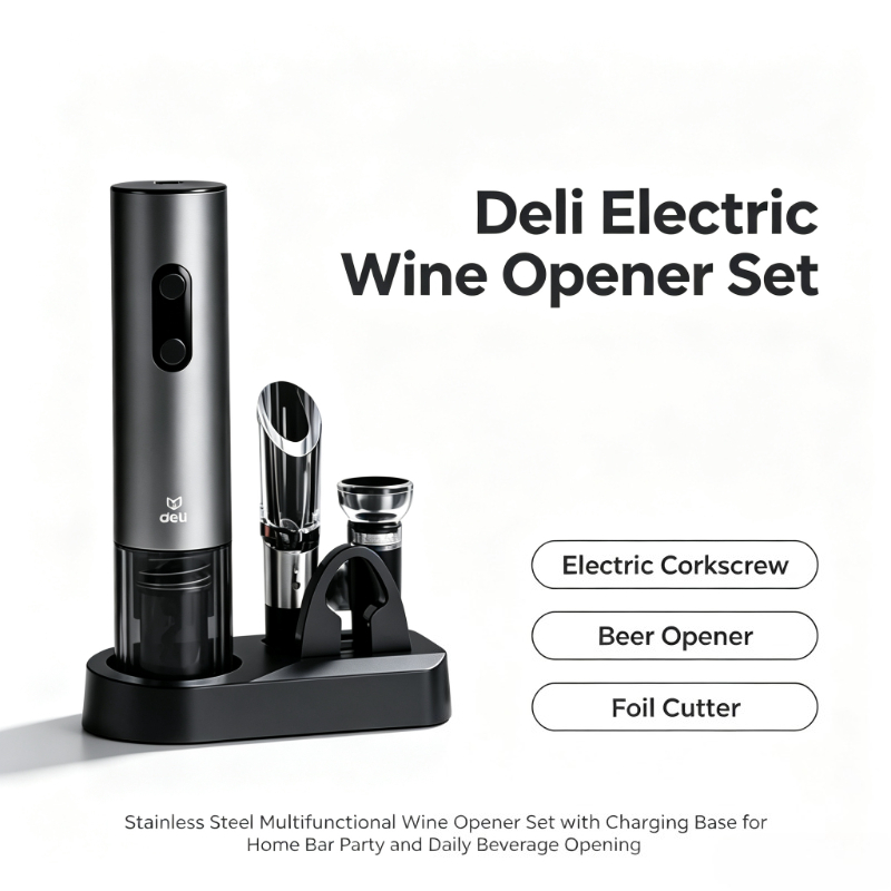 Wine Beer Deli - Set Apribottiglie Elettrico Deli in Acciaio